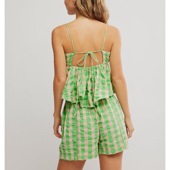 FREE PEOPLE Mia Plaid Tank / Exotic Lime Combo - Picture 4 of 6